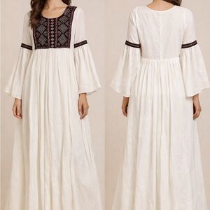 Chic Afghani Maxi Dress with Embroidered Bodice